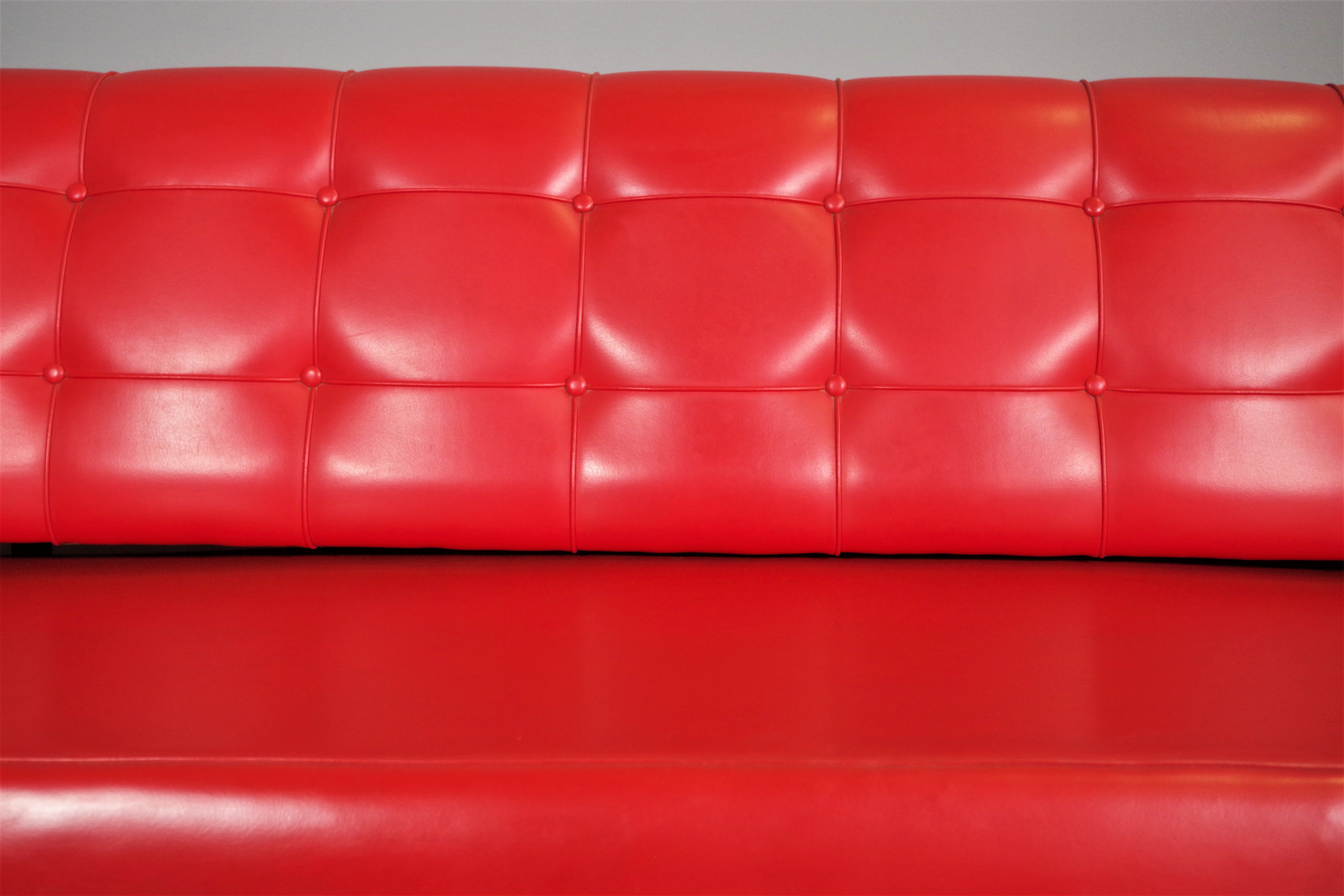 Red leatherette sofa, 1970s