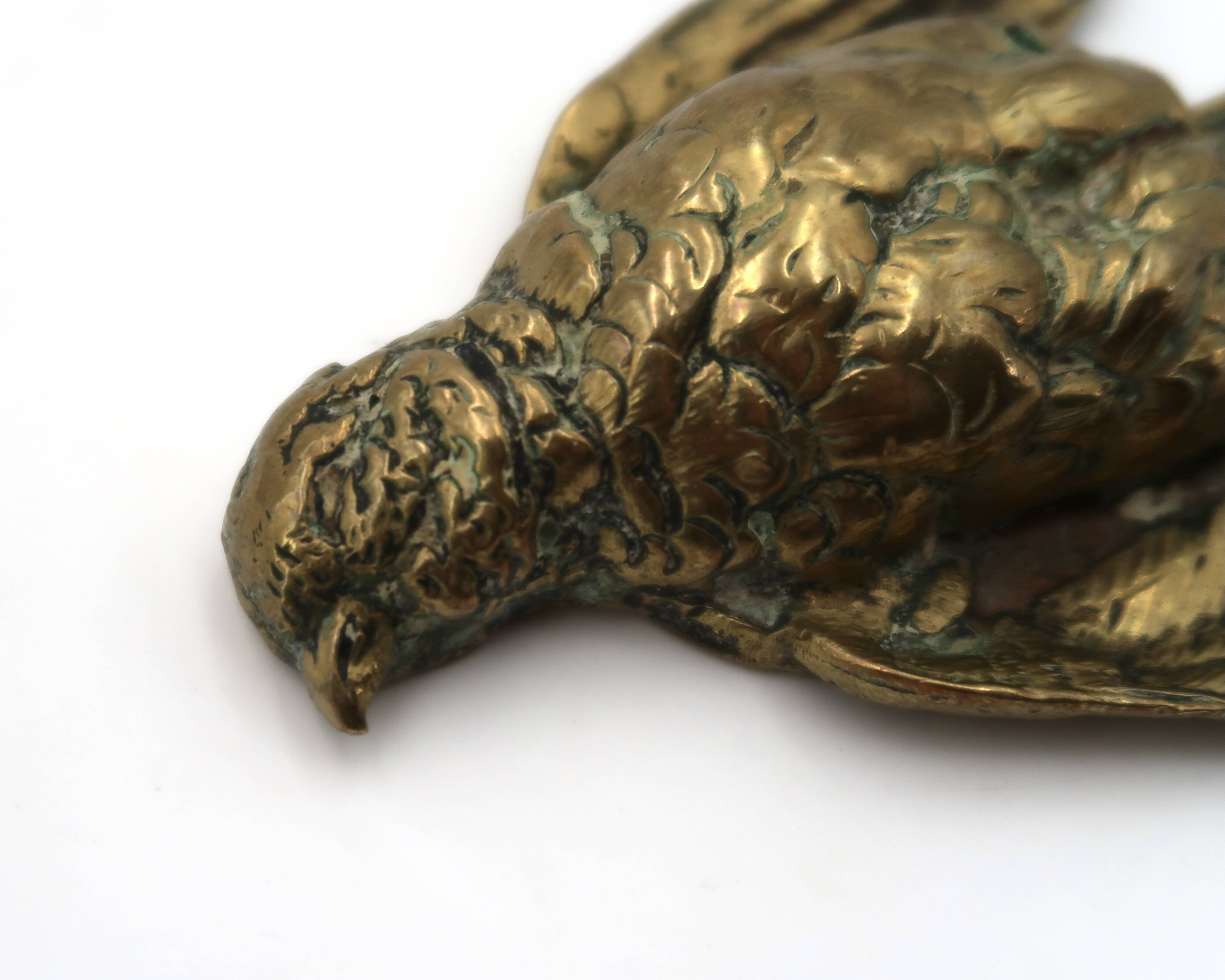 Art Deco bronze sculpture, injured bird, 1920s.