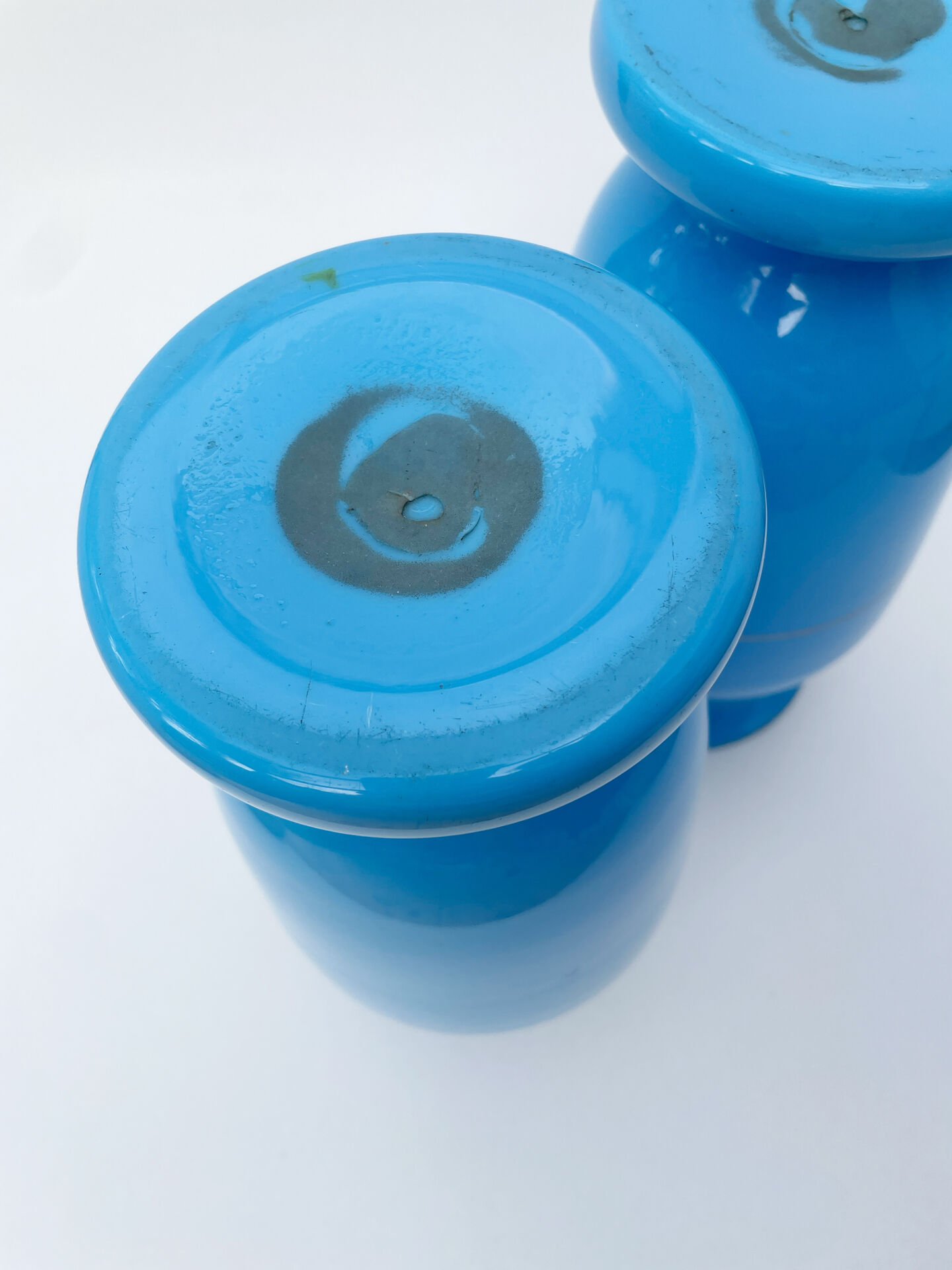 Pair of blue opaline vases