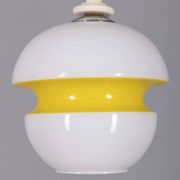 VINTAGE 1970S CHANDELIER IN WHITE AND YELLOW GLASS, ITALIAN DESIGN