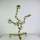 Brutalist candle holder, wrought iron, chain links, gold patina.