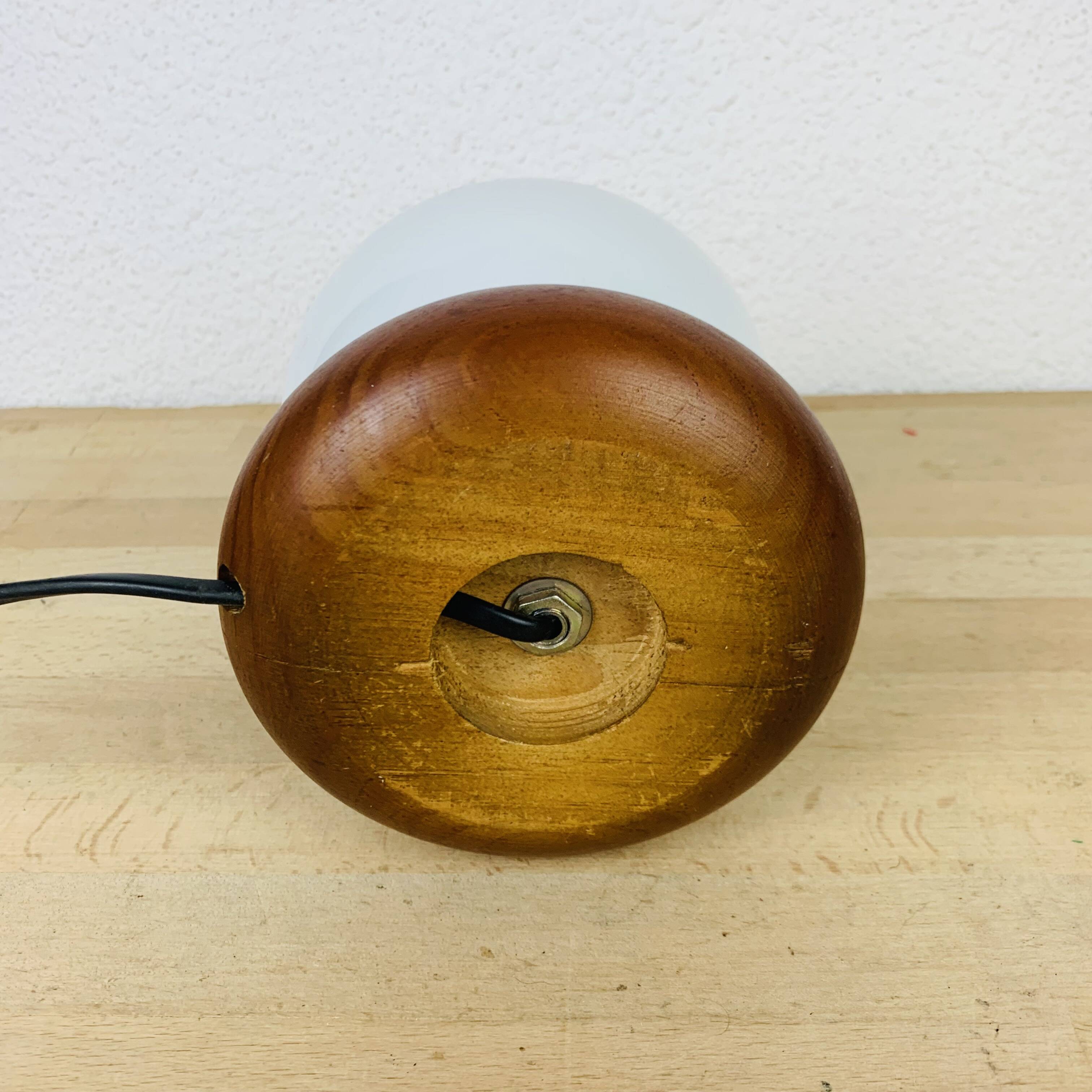 Opaline globe pine lamp from the 60s