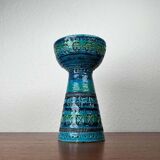 Rimini Blue Candle Holder in Mid-Century Ceramic by Aldo Londi for Bitossi, Italy, 1960s