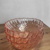 Ensemble de 3 bols vintage Rosaline en verre translucide rose