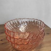 Set of 3 vintage Rosaline bowls in translucent pink glass
