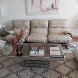 Gold and chrome metal coffee table 70s