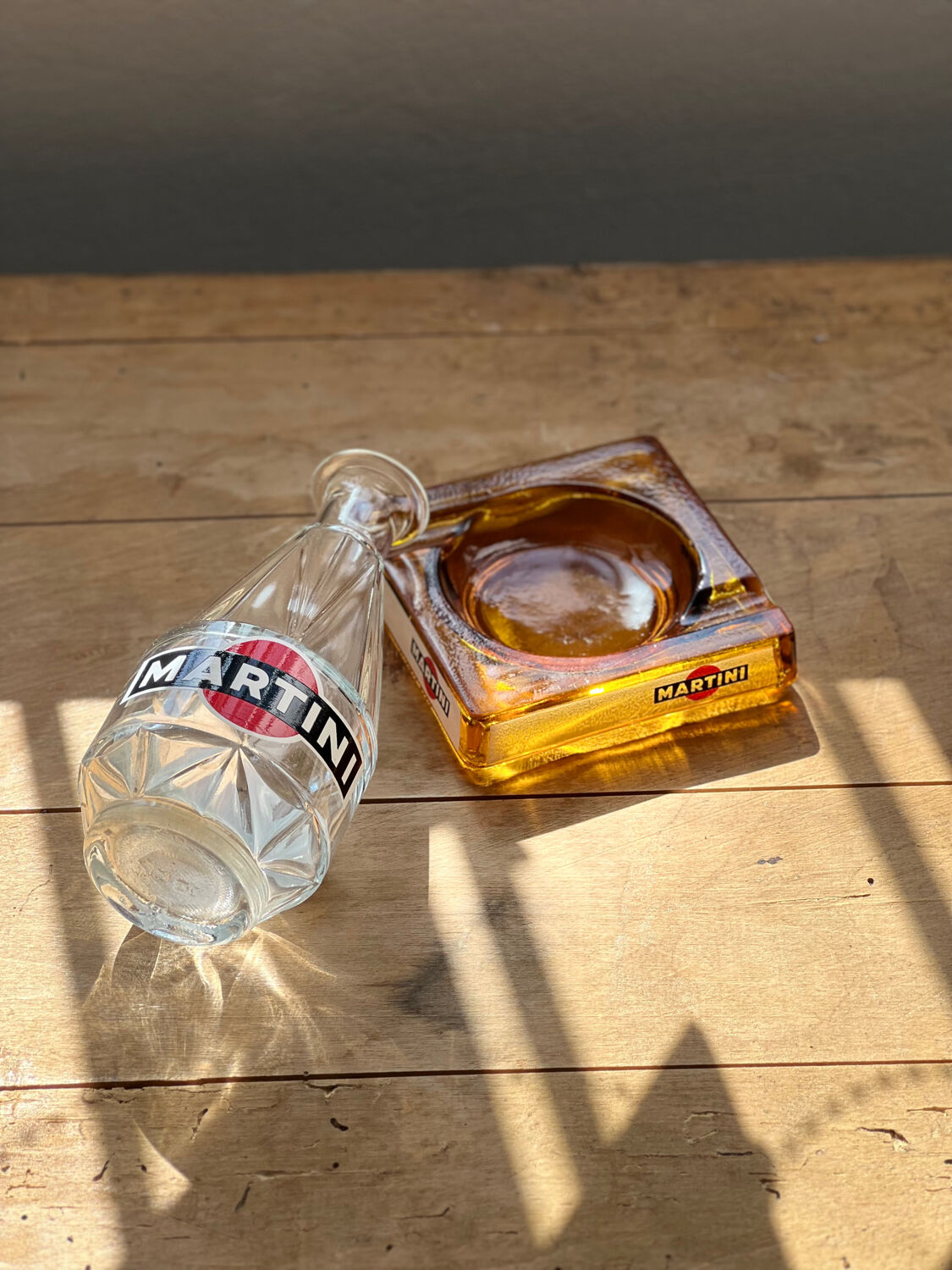 Martini advertising decanter and ashtray