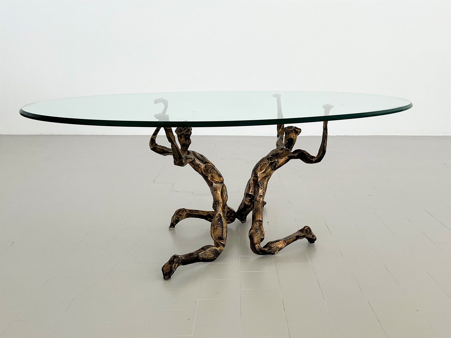 Salvino marsura vintage bronze handcrafted trinidad brutalist coffee table, 1960