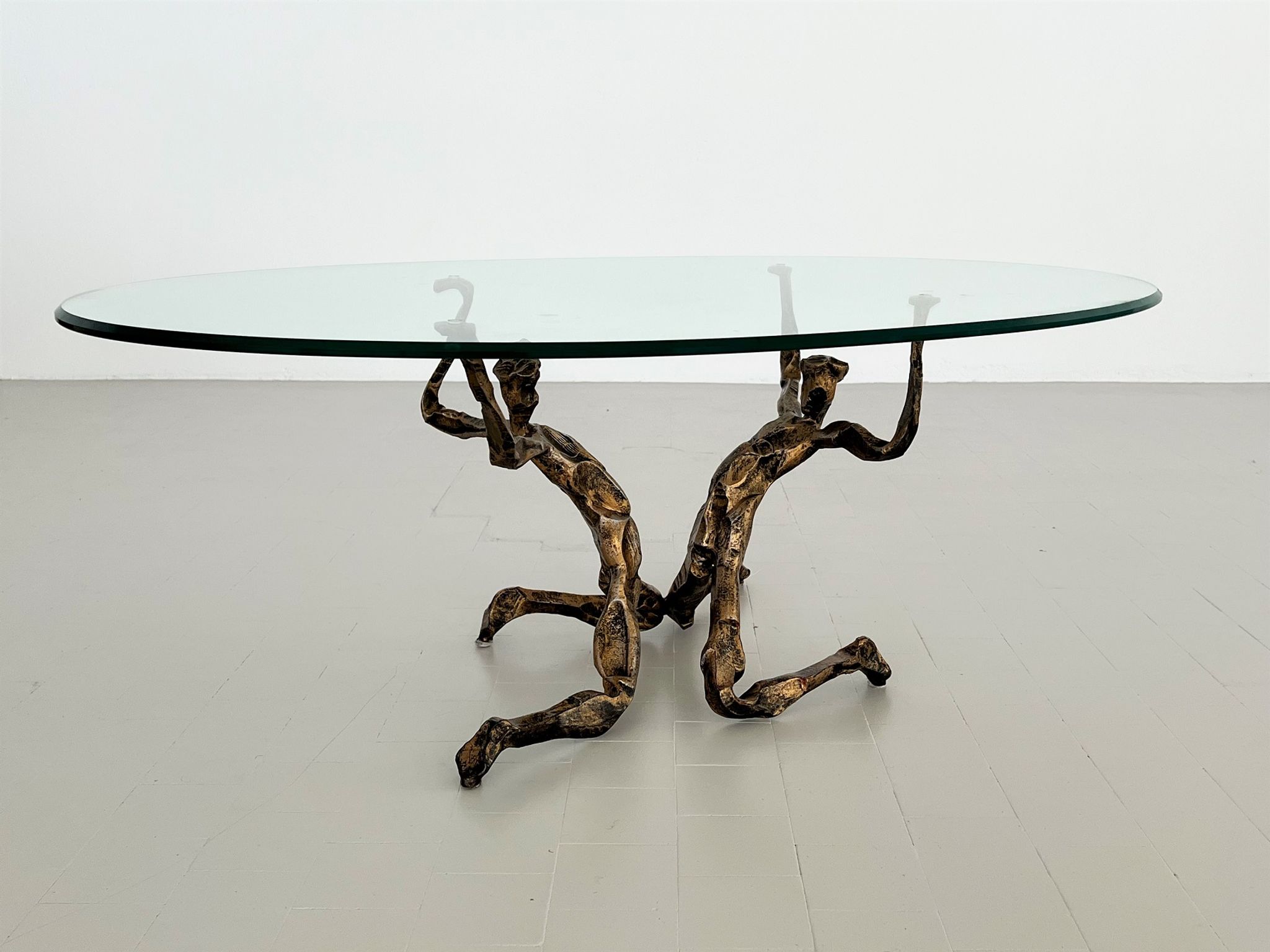 Salvino marsura vintage bronze handcrafted trinidad brutalist coffee table, 1960