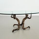 Salvino marsura vintage bronze handcrafted trinidad brutalist coffee table, 1960