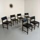 Lot of 6 Scandinavian design chairs in wood and black faux leather an70.