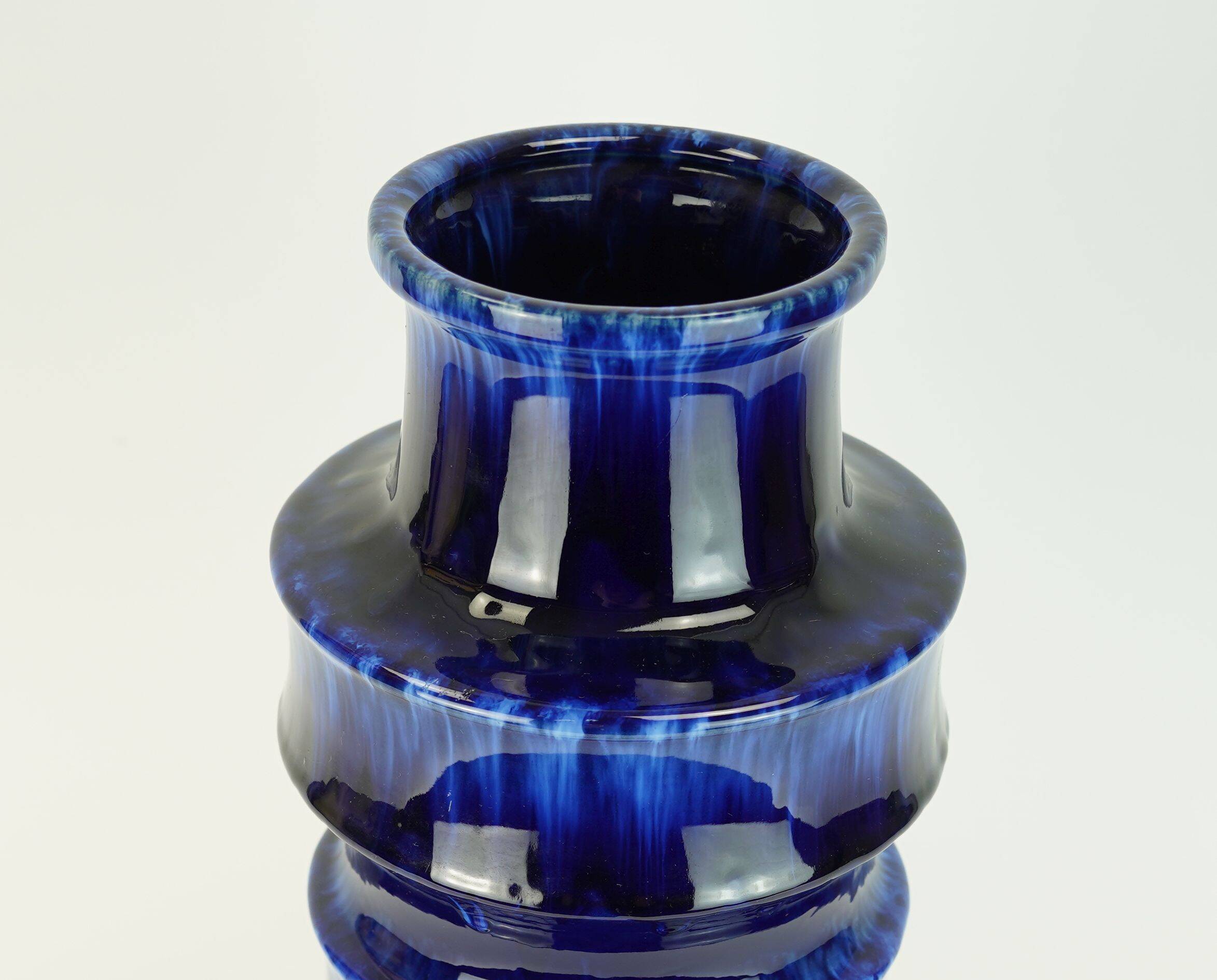 scheurich ceramic FLOORVASE drip glaze different shades of blue 60s/70s