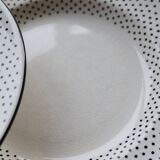 4 vintage flat plates from Gien – Black polka dot pattern