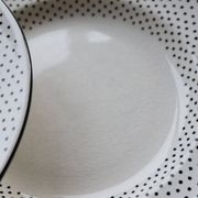 4 assiettes plates vintage faïence de Gien – Motif pois noirs