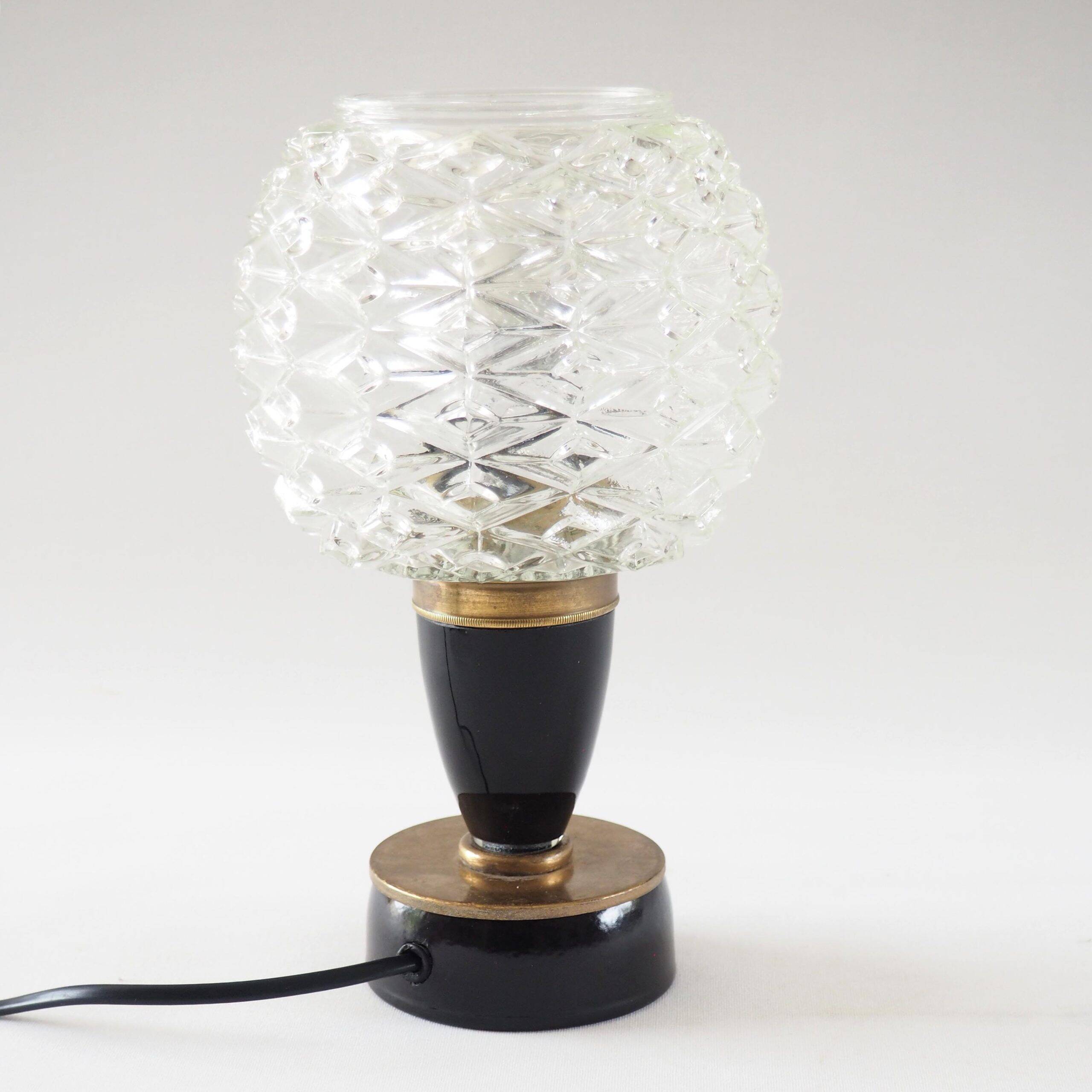 Lampe boule ananas et verre noir