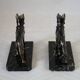 Dog bookends in black marble