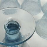 5 glasses with blue Biot stemmed