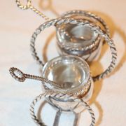 Silver-plated metal salt and pepper shakers