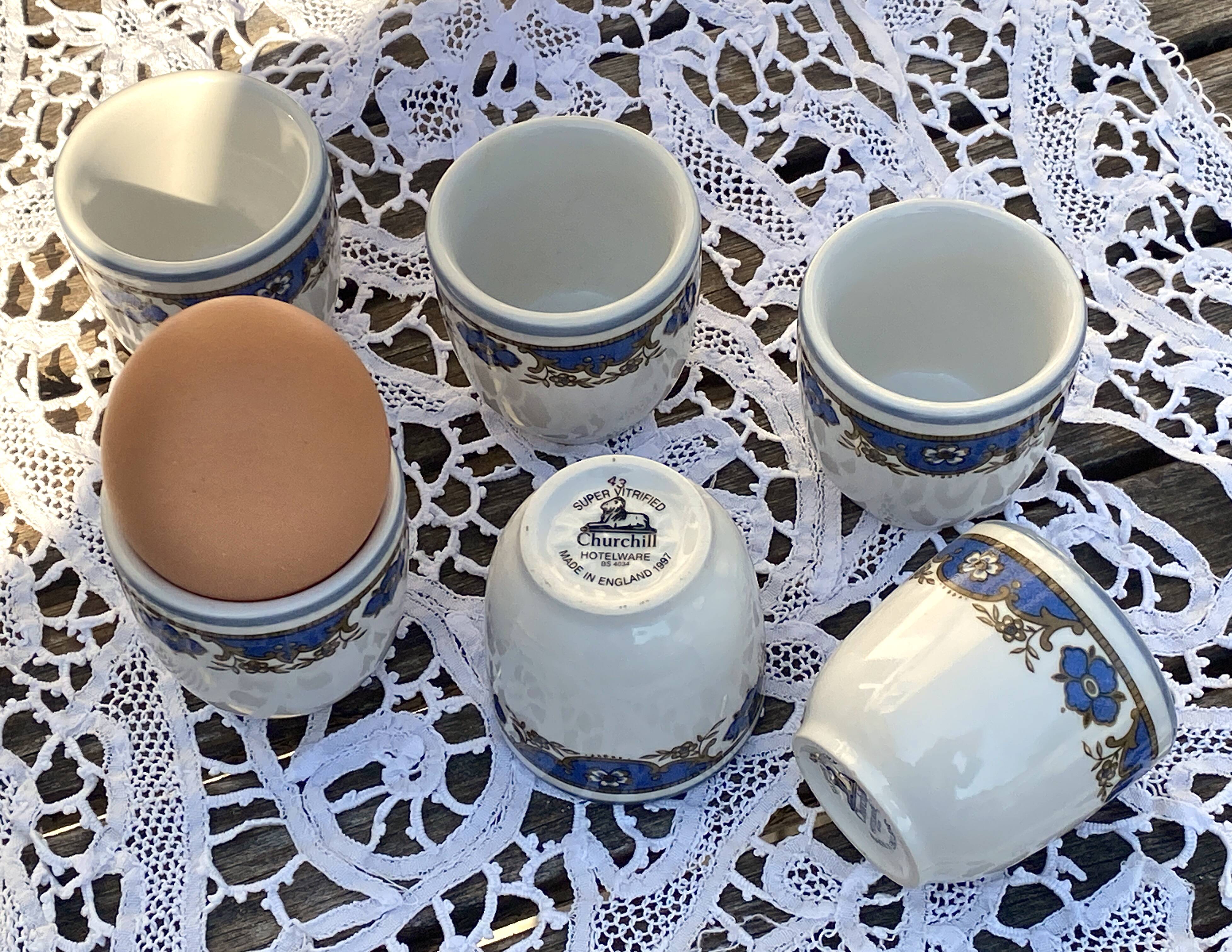 Série 6 coquetiers Vintage en porcelaine anglaise - manufacture Churchill