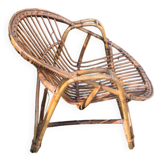 Fauteuils rotin bambou osier vintage années 60