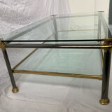 Glass and brass coffee table