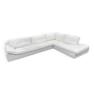 Leather sofa, white leather corner sofa, Crozatier