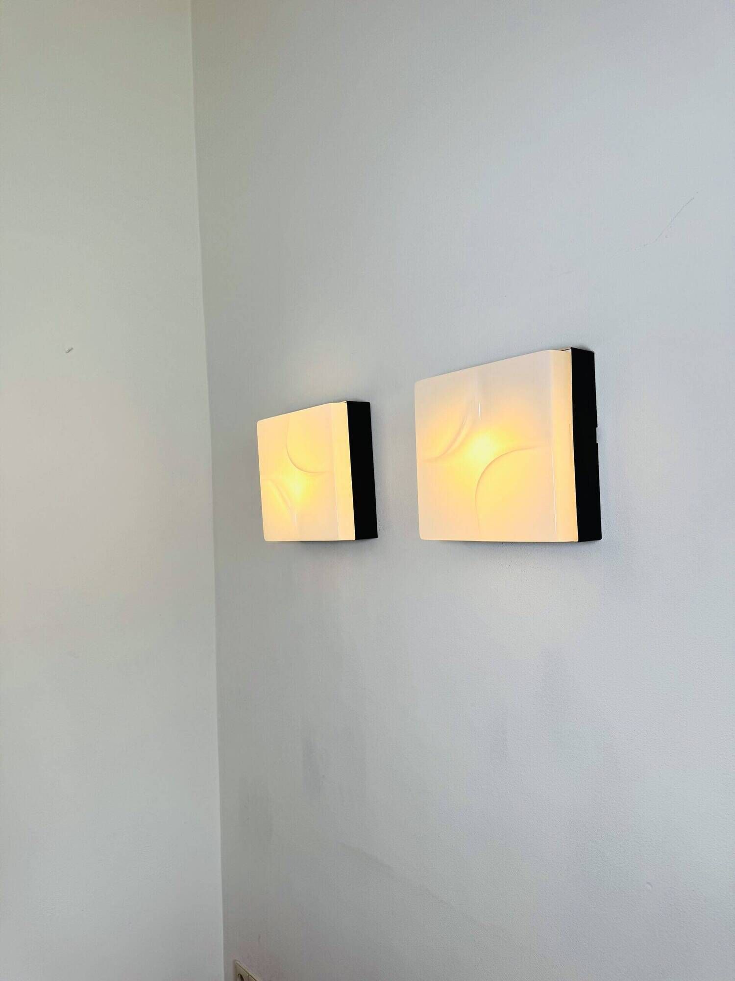 F-3071 Square Abstract Wall Lamps By Raak Amsterdam, The Netherlands 1970S