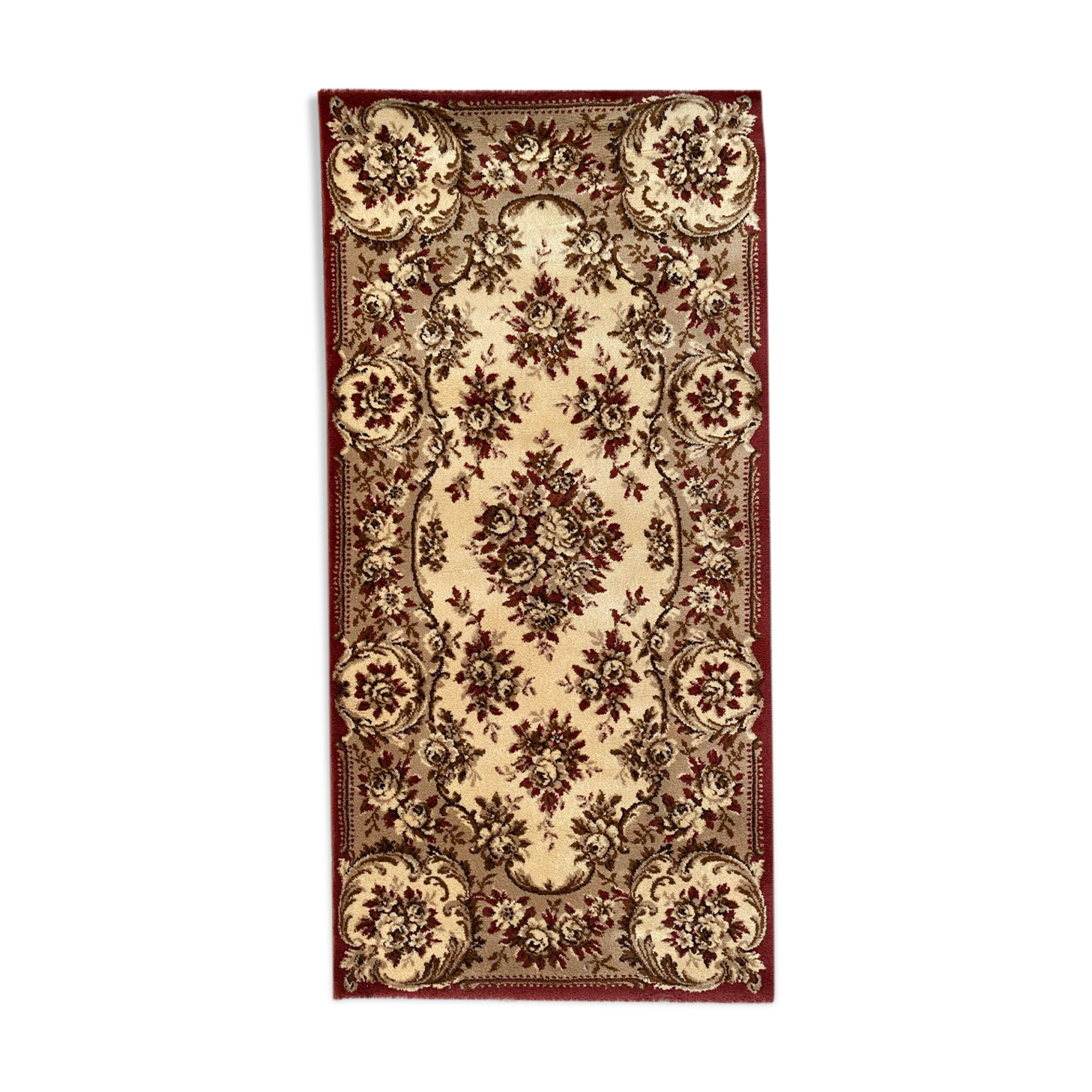 Aubusson-style mechanical carpet in 67x135 cm wool