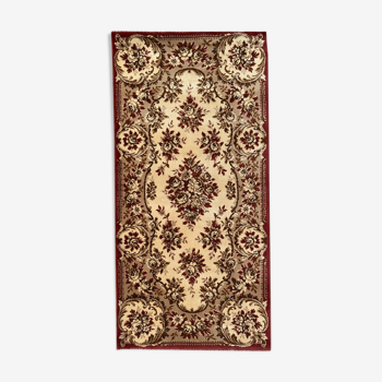 Tapis mécanique de style savonnerie ou Aubusson  en laine 67x135 cm