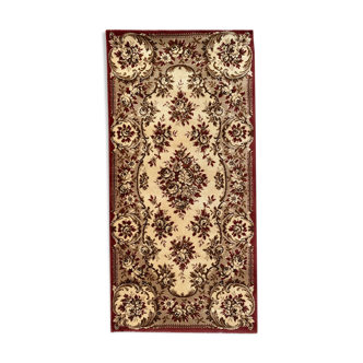 Tapis mécanique de style savonnerie ou Aubusson  en laine 67x135 cm