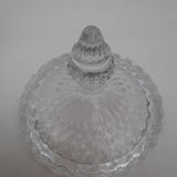 ancien pot couvert  en verre taillé / pointes de diamants