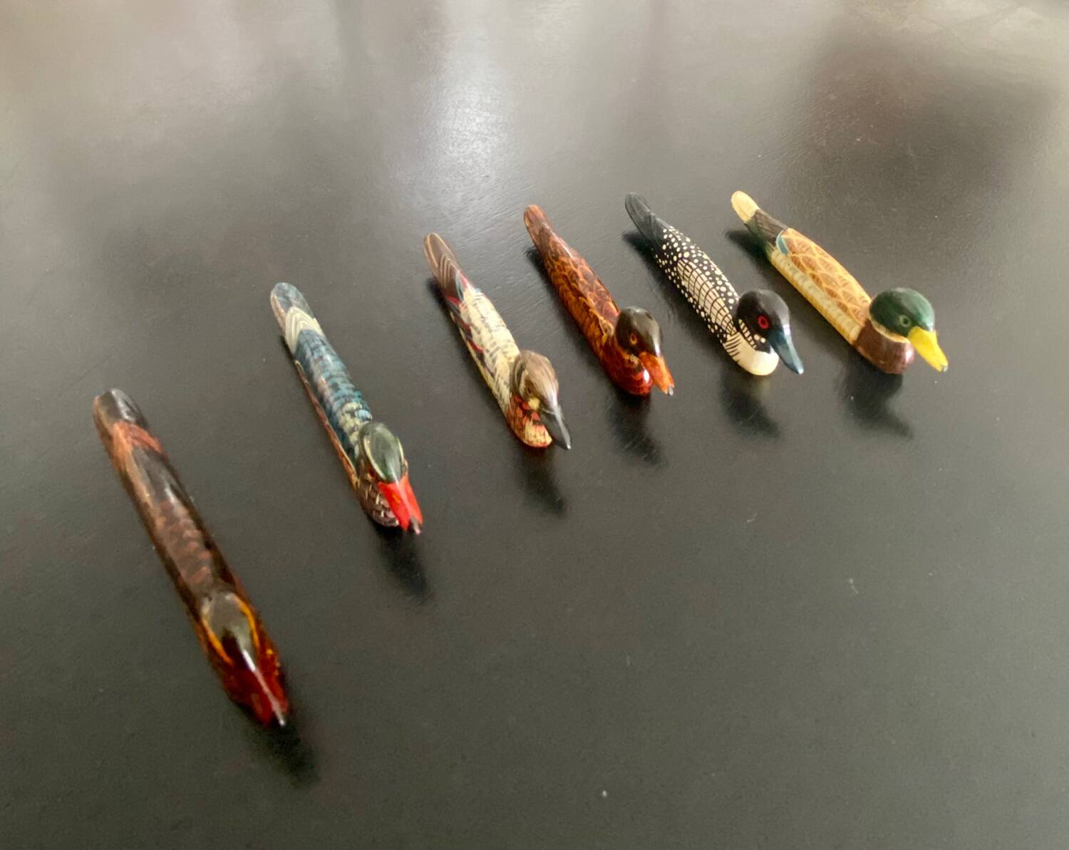 6 duck knife holders in lacquered wood