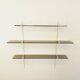 Large vintage wall shelf in smoked glass and white metal in String style.