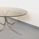Vintage oval dining table in smoked glass and chrome metal