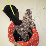 Vintage rattan basket for knitting and work