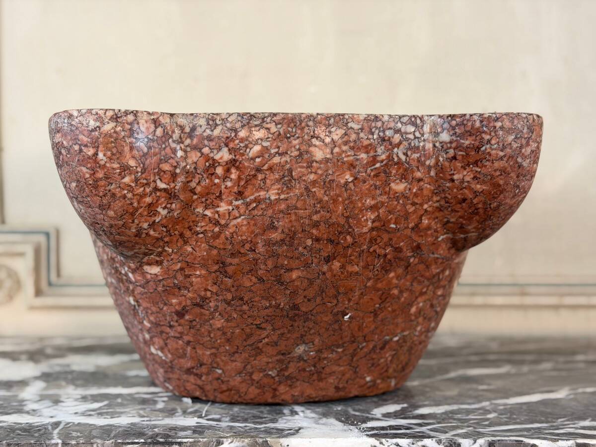 Large mortar in Phocaean pink marble, 19th century