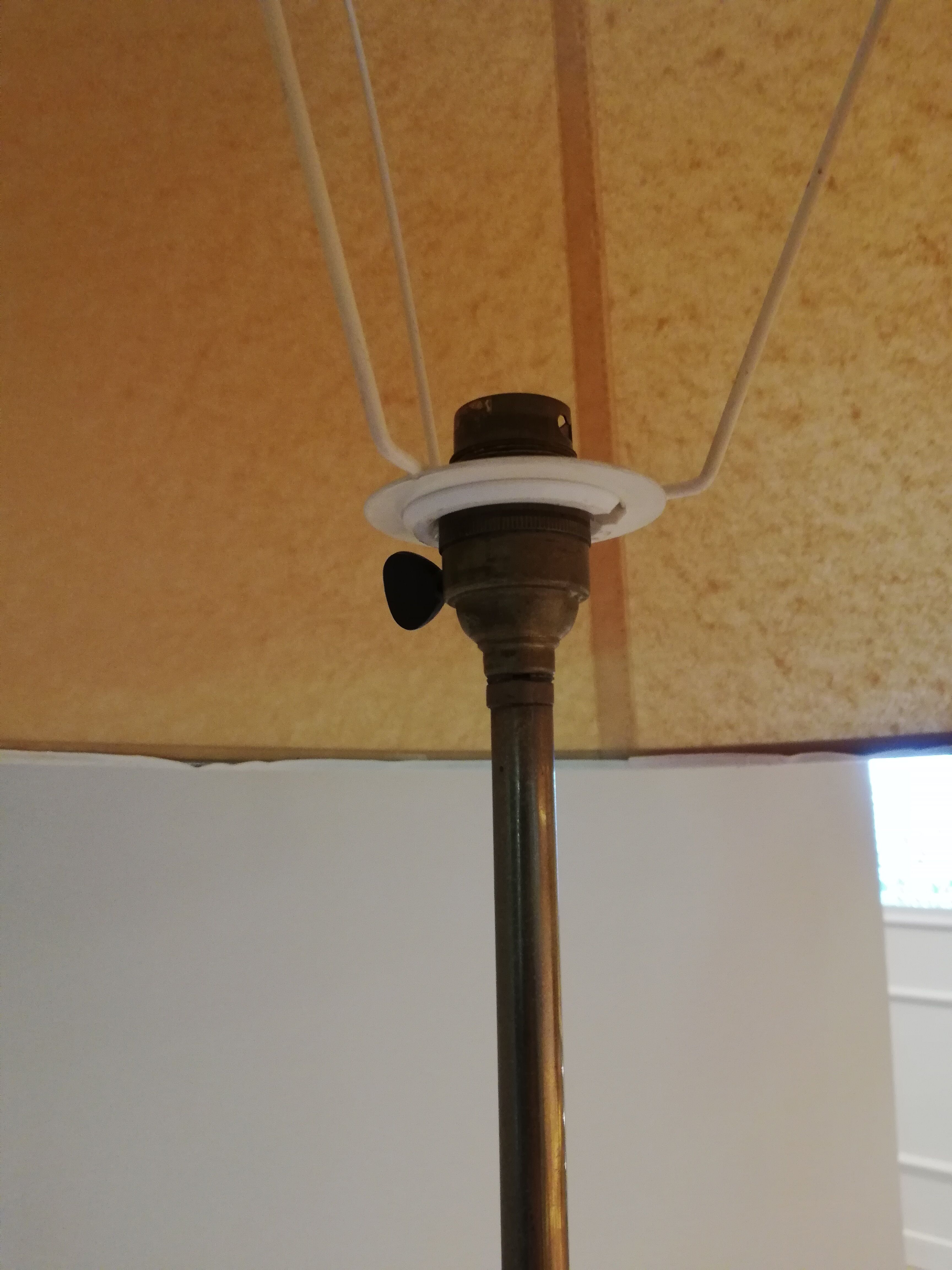 60s walnut and brass tripod lamp