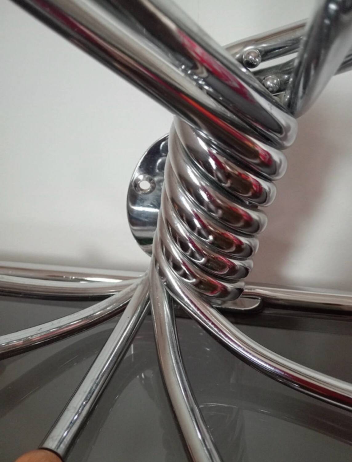 Modern Italian wall coat rack with lock, in chrome steel and b