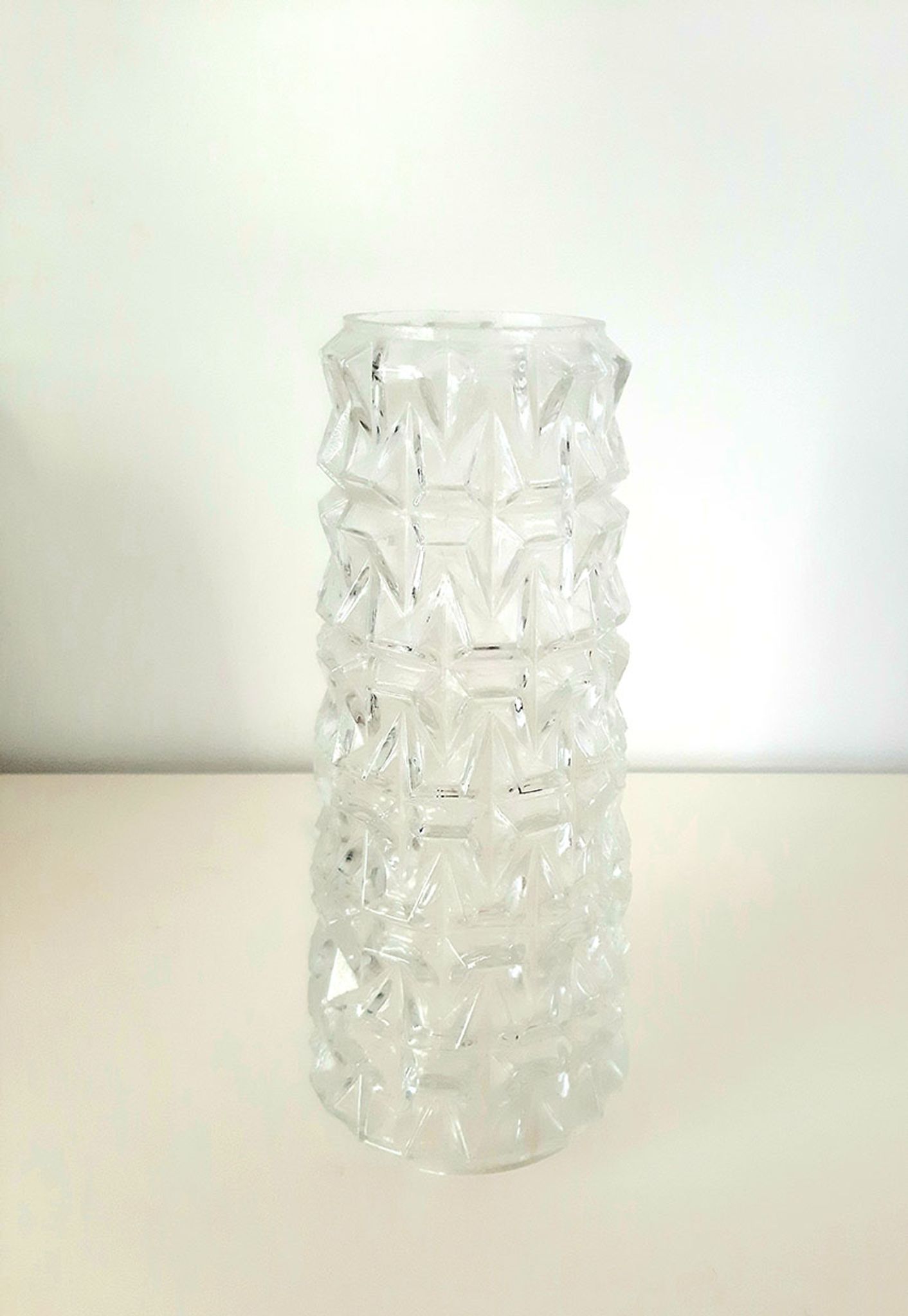 Glass lampshade, chandelier flute, year 60 70, pressed glass, embossed glass