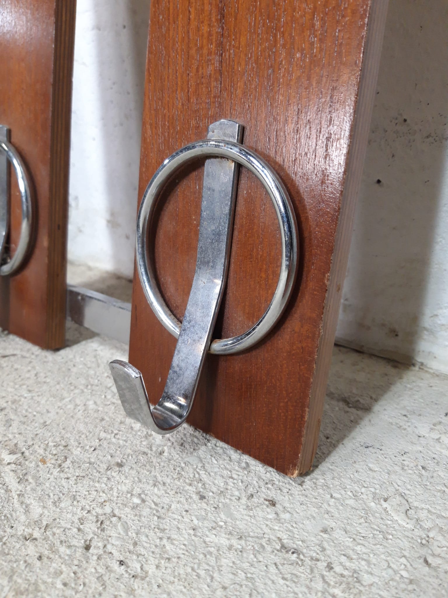 Vintage wooden wall coat rack, 8 hanging points