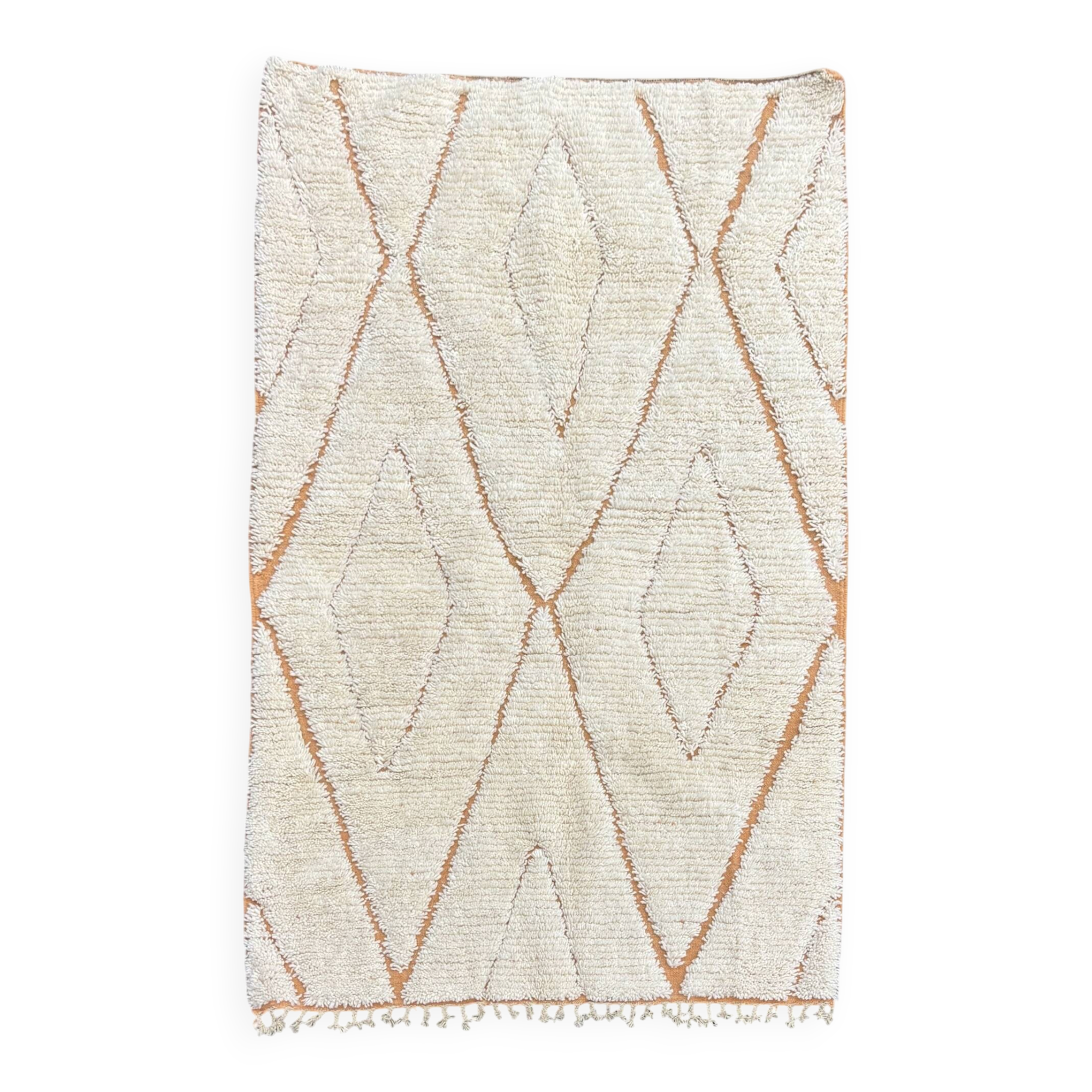 Tapis Beni Ouarain 155 × 240 cm – Tapis berbère écru en laine fait main