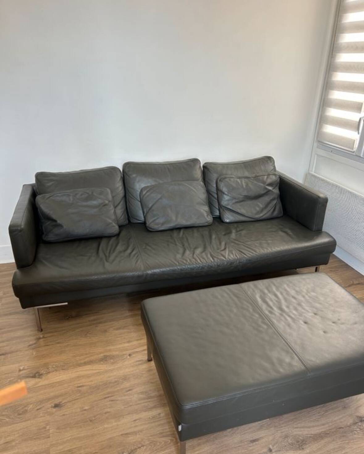 BoConcept leather sofa + matching ottoman