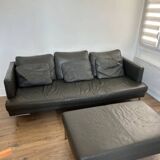 BoConcept leather sofa + matching ottoman