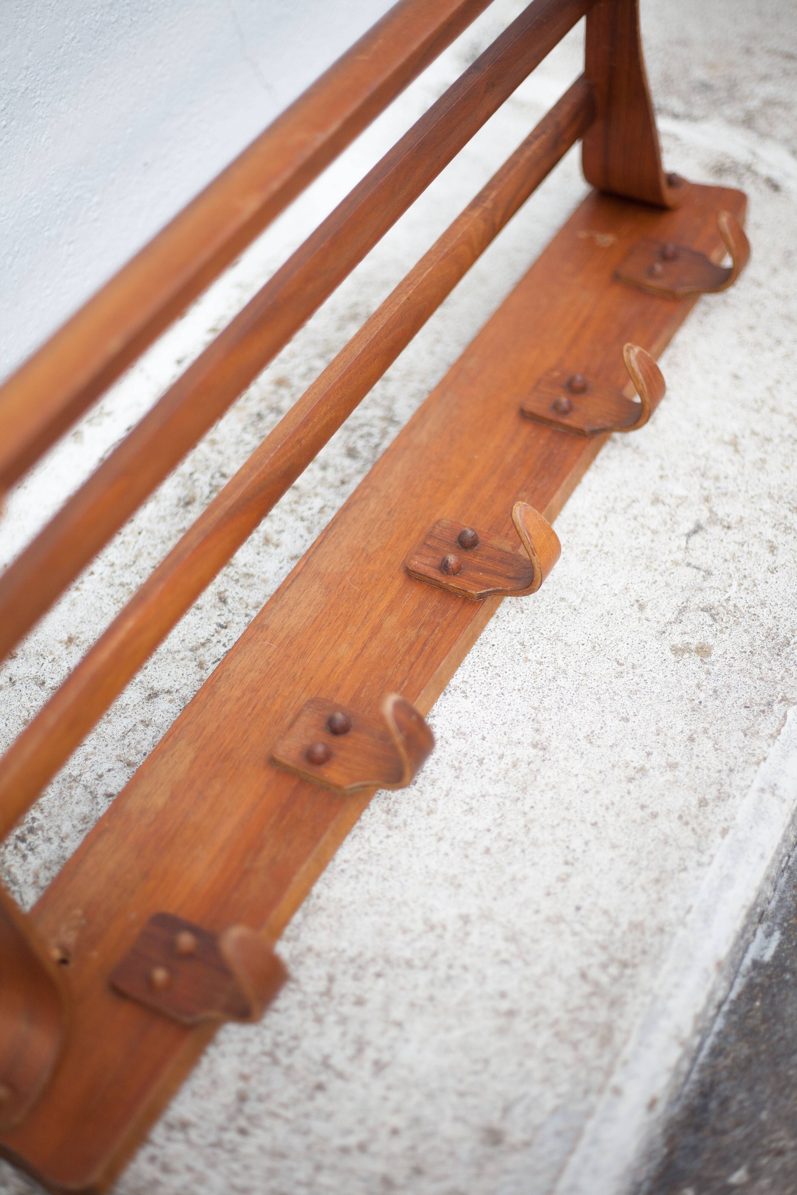 German wooden coat rack attributed to Bruno Paul, vintage coat rack, wall coat rack, woode