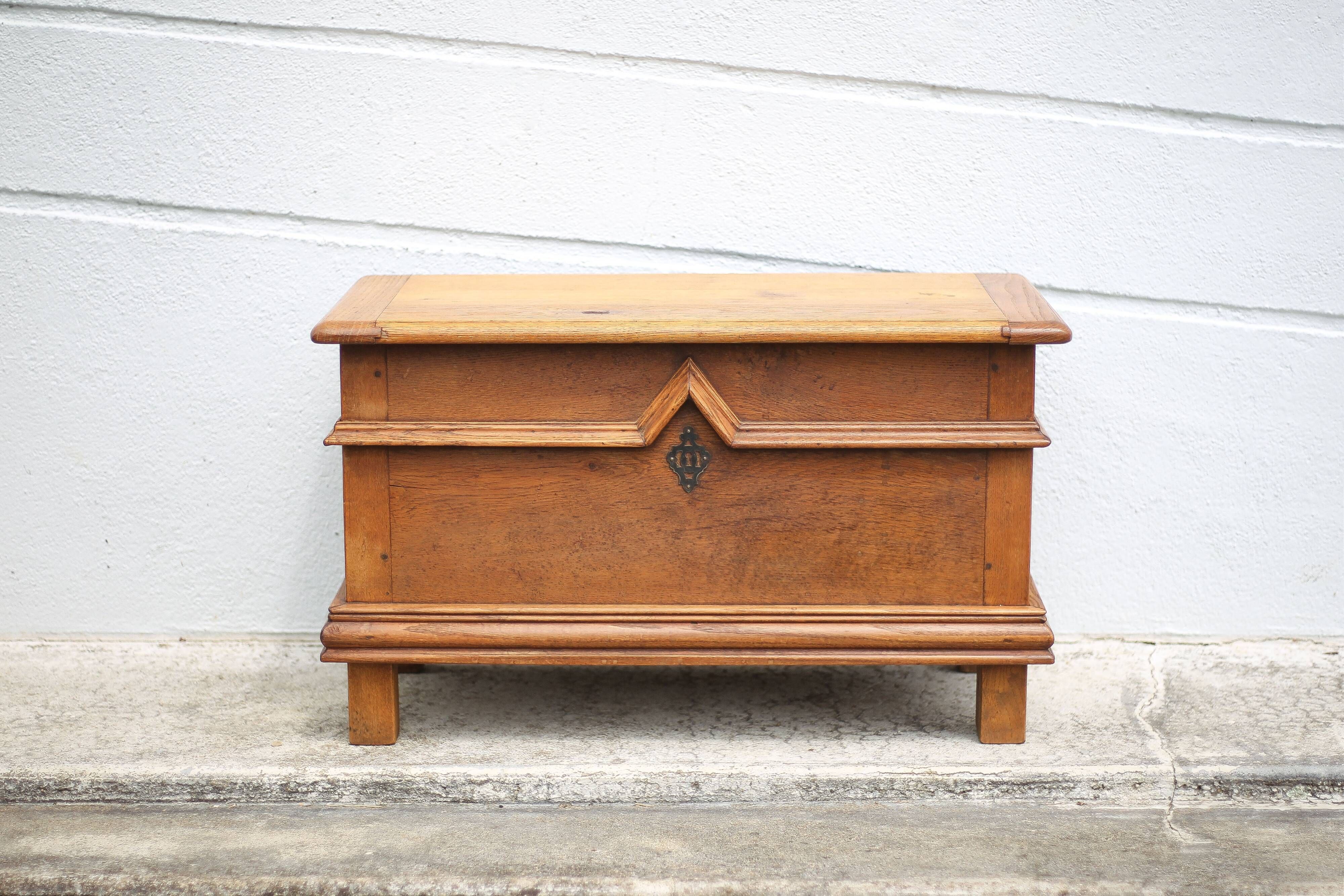Old wooden chest, small storage chest, side table, wooden storage, trunk, wooden furniture