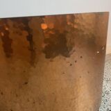 Hammered copper, metal and plastic planter on wheels from the 70s