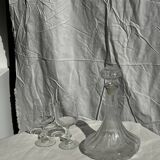Grande carafe en verre à bouchon striée H25