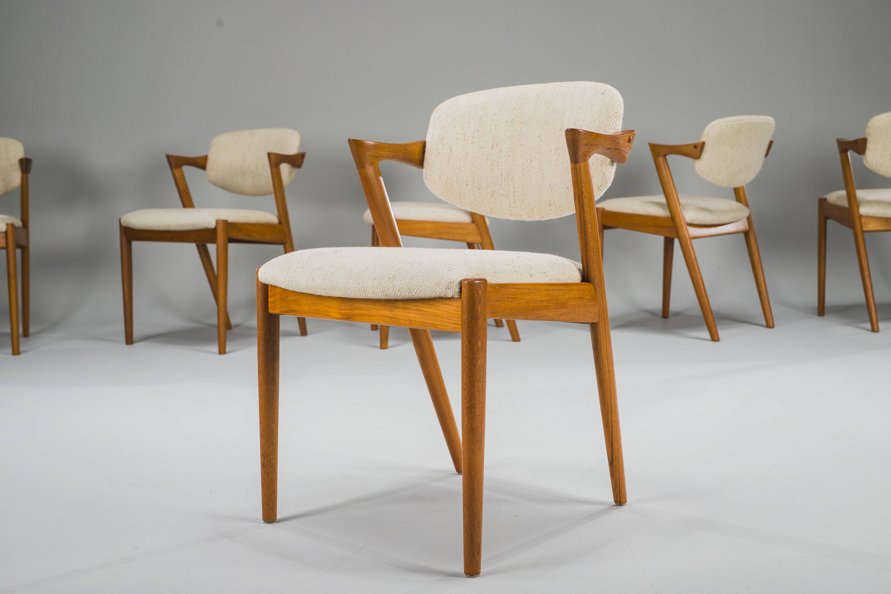 Dining Chairs Model 42 in Teak, Kai Kristiansen for Schou Andersen, 1960s,
