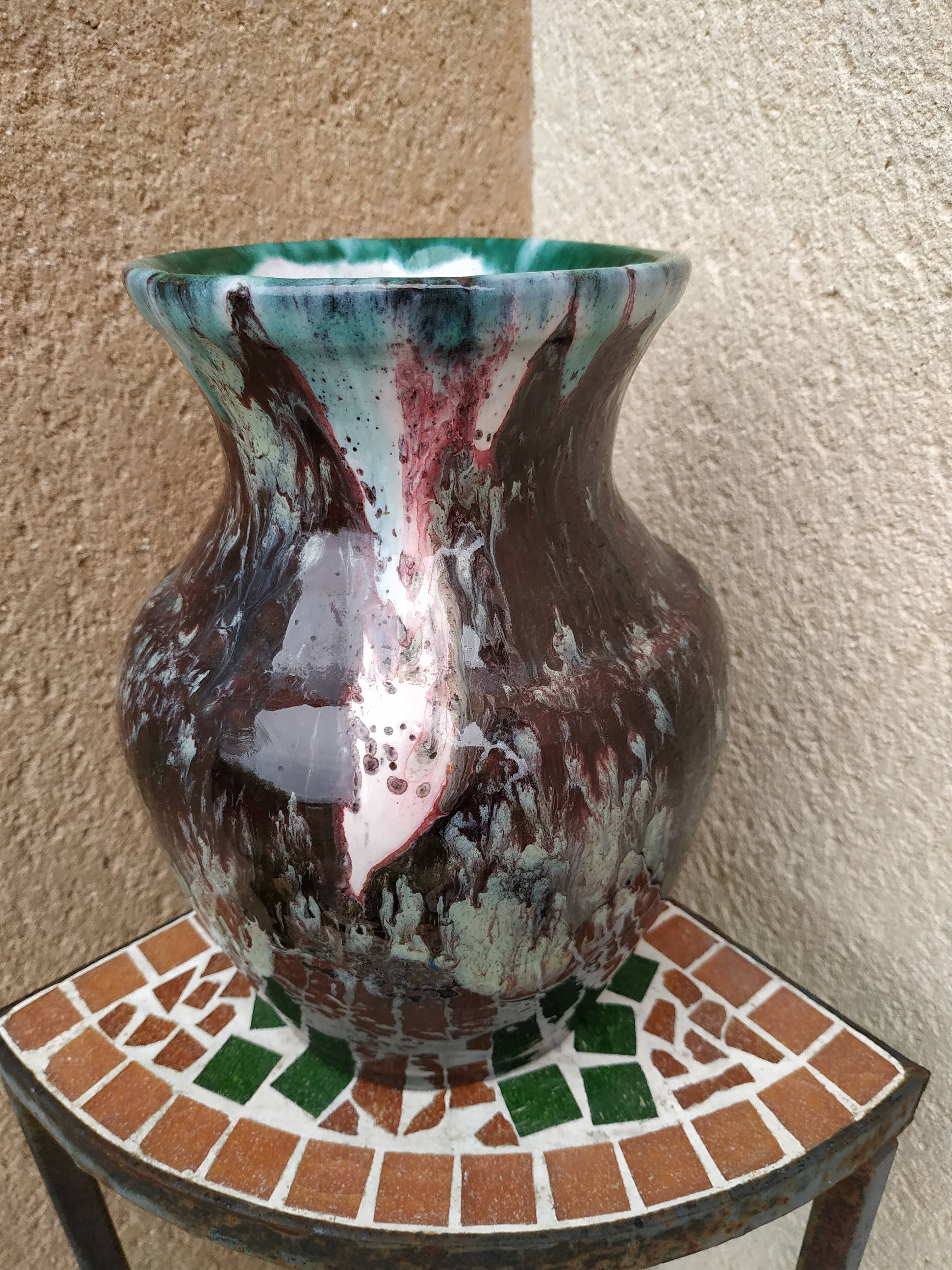 Vase in sandstone enamelled with the puisaye
