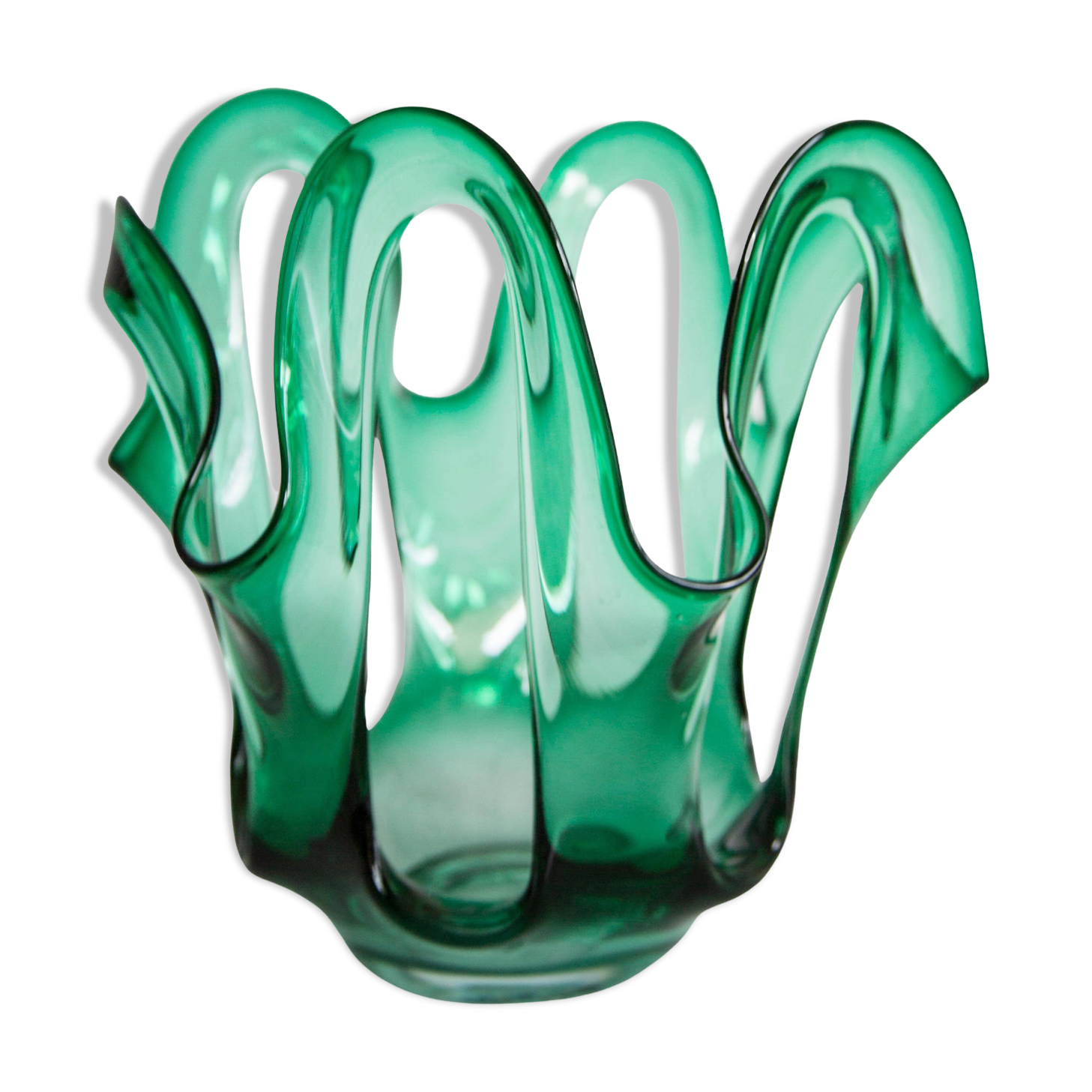 "Scarf" Vase Artisan Large Vintage Mid-Century Glass Vase